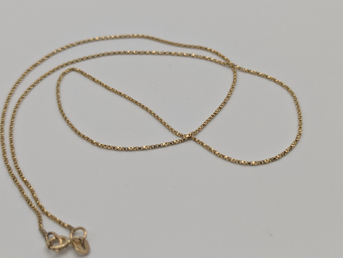 14k Yellow Gold Box Chain Necklace 19-inch Box Chain Vintage Box Chain.