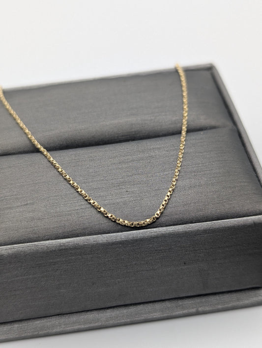 14k Yellow Gold Box Chain Necklace 19-inch Box Chain Vintage Box Chain.