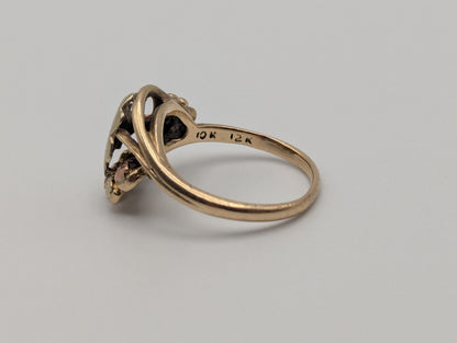 Vintage 10k 12k Black Hills Gold Leaf Multi-tone Gold Statement Ring