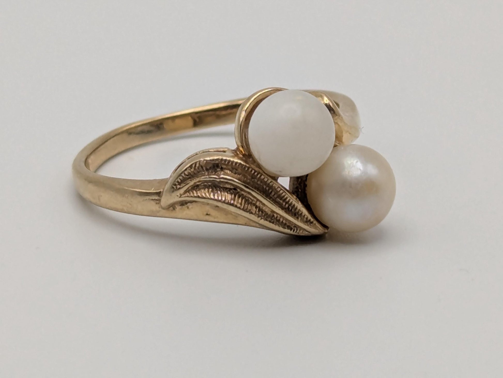 14k Yellow Gold Vintage Pearl Ring Cocktail Ring Statement Ring