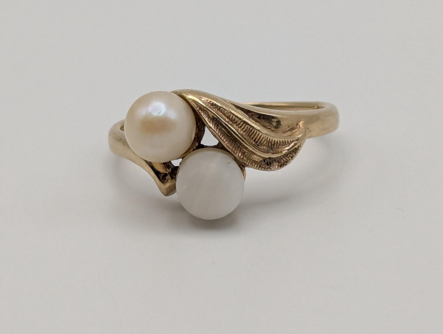 14k Yellow Gold Vintage Pearl Ring Cocktail Ring Statement Ring