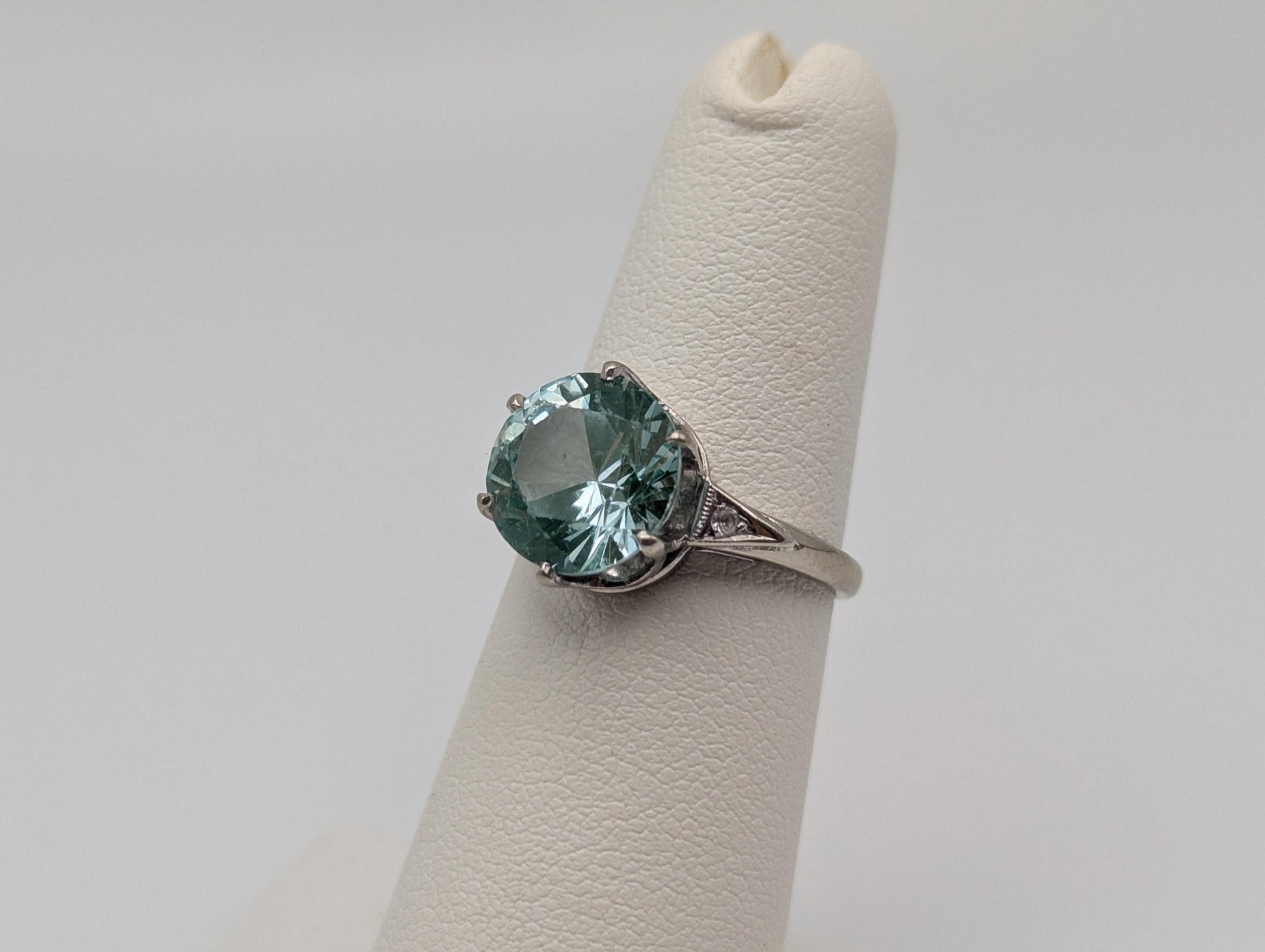 10k White Gold Green Quartz Oval and Spinel Statement Ring Cocktail Ring