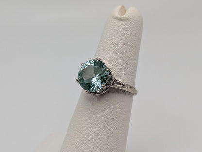 10k White Gold Green Quartz Oval and Spinel Statement Ring Cocktail Ring