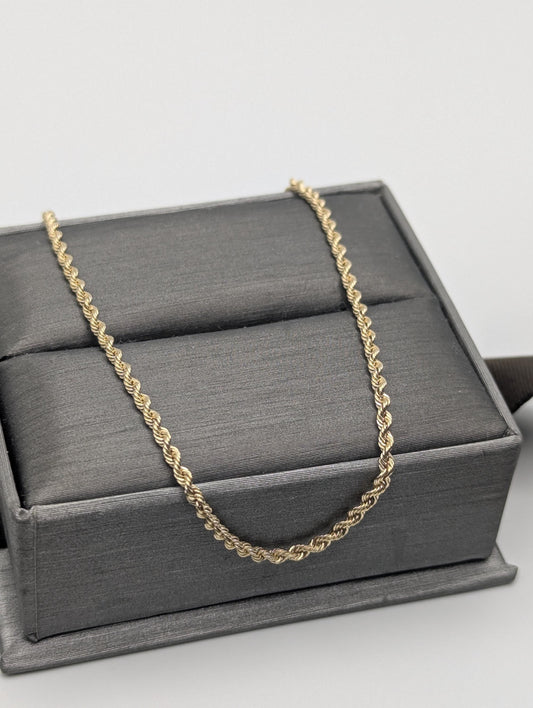 14k Yellow Gold Classic Rope Chain 17" Classic Gold Silk Rope Necklace
