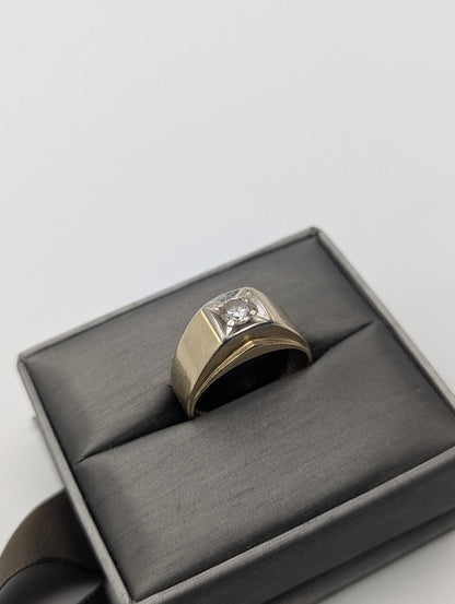 14k HEAVY Yellow Gold Diamond .50 ct Solitaire Ring Mens Statement Ring Wedding Ring