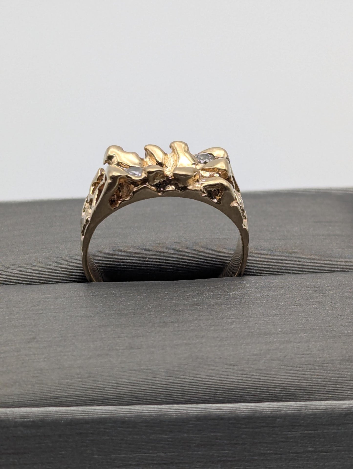 10k Yellow Gold Vintage Diamond Nugget Cluster Ring Cocktail Statement Vintage Ring
