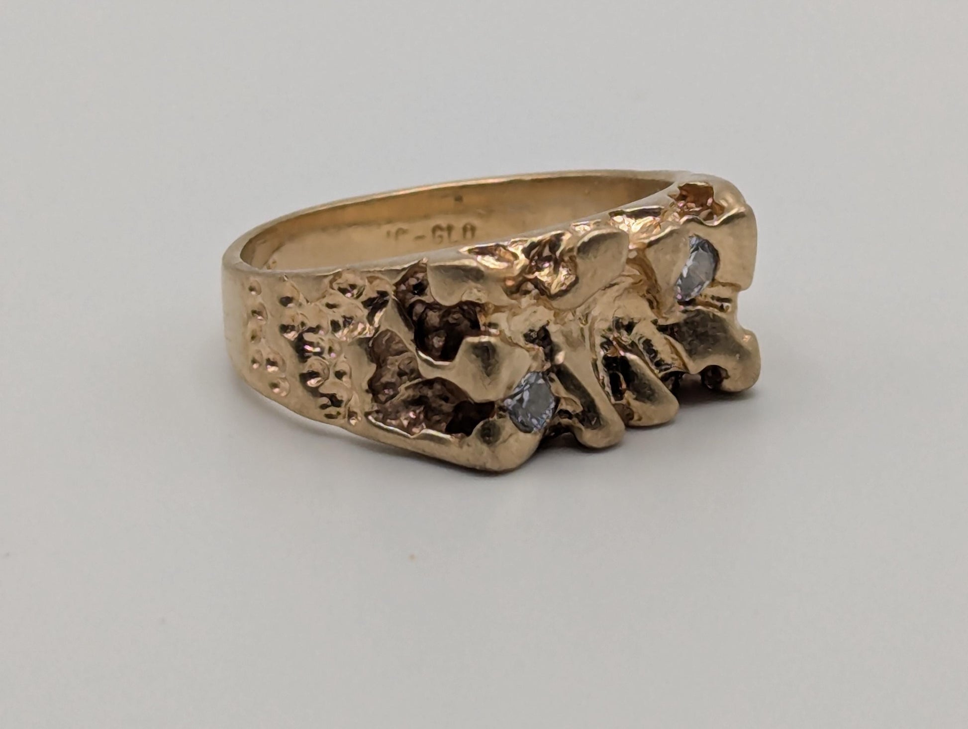 10k Yellow Gold Vintage Diamond Nugget Cluster Ring Cocktail Statement Vintage Ring