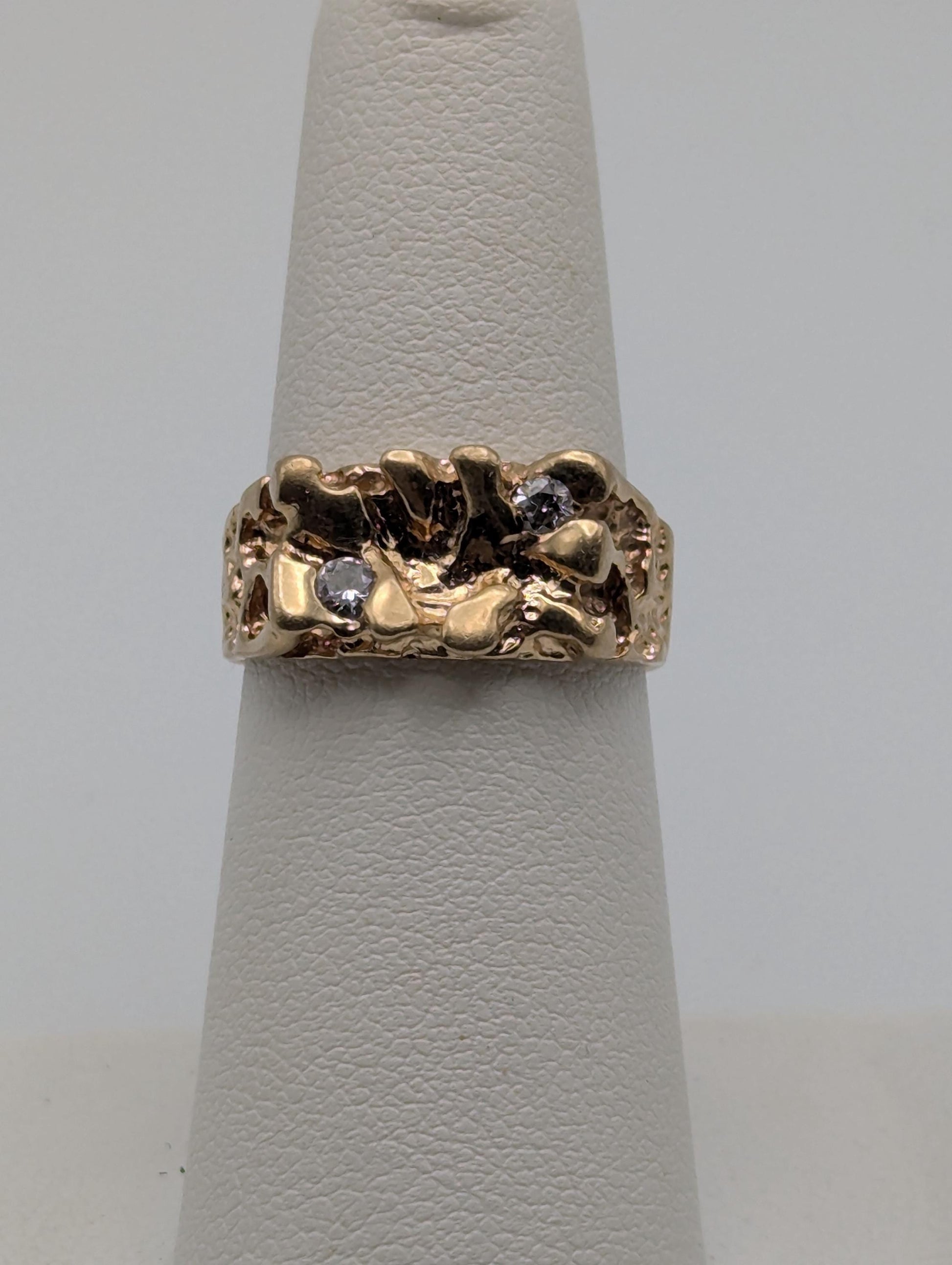 10k Yellow Gold Vintage Diamond Nugget Cluster Ring Cocktail Statement Vintage Ring