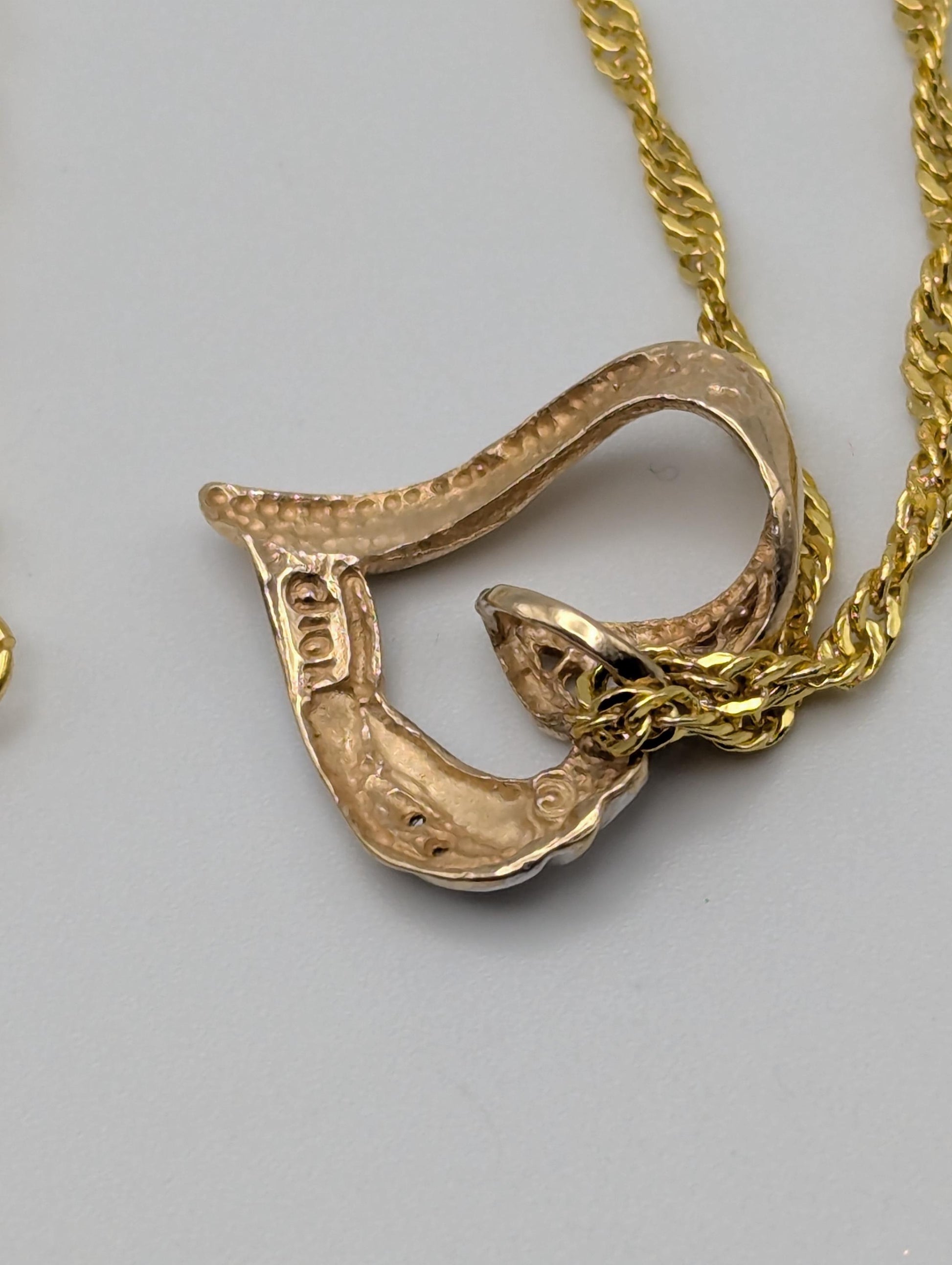 10K Yellow Gold Diamond Heart Love Pendant Necklace 18k GF Complimentary Chain 18"