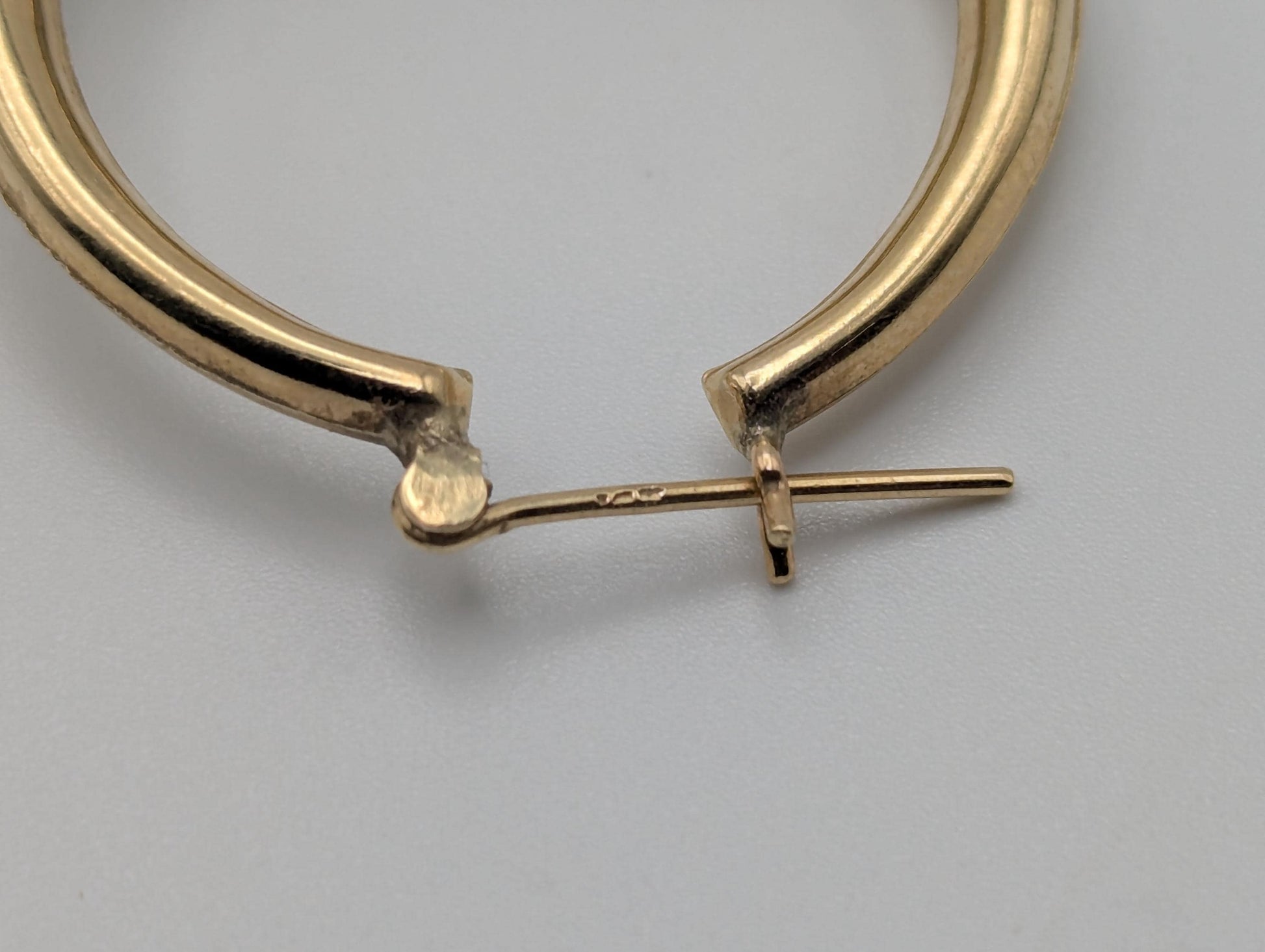 Large 14k Yellow Gold Rams Head Hoop Earrings Hinged Hoops