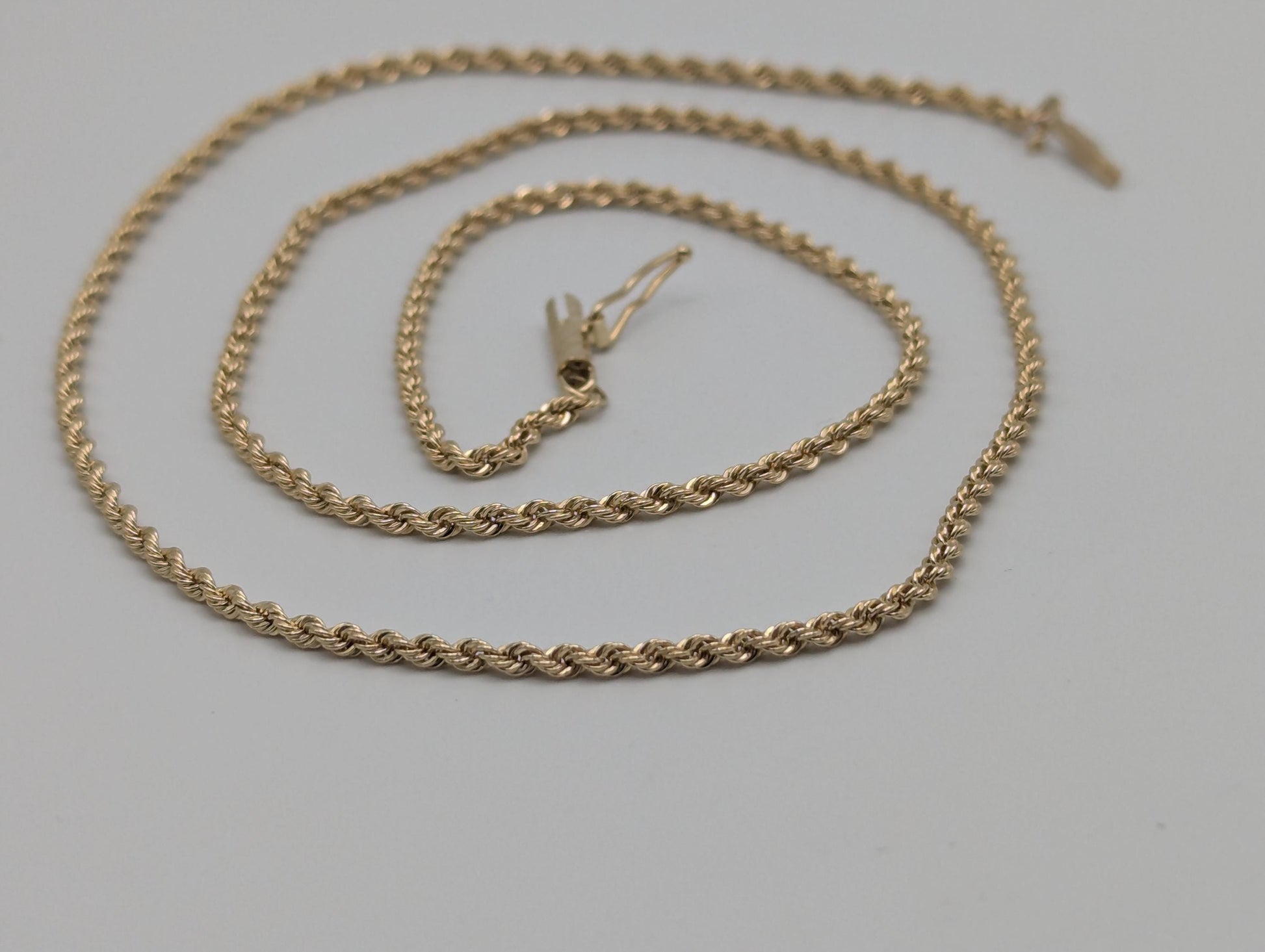 14k Yellow Gold Classic Rope Chain 17" Classic Gold Silk Rope Necklace
