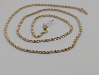 14k Yellow Gold Classic Rope Chain 17" Classic Gold Silk Rope Necklace