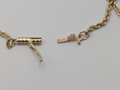 14k Yellow Gold Classic Rope Chain 17" Classic Gold Silk Rope Necklace