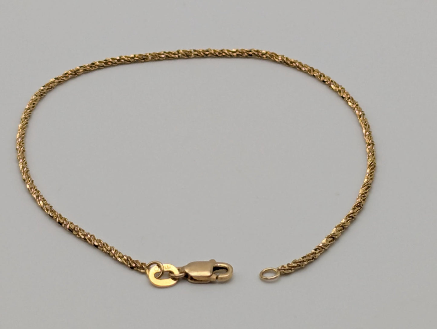 14k ITALY Gold 1.3 mm Twisted Chain Bracelet 7" Solid Gold Bracelet