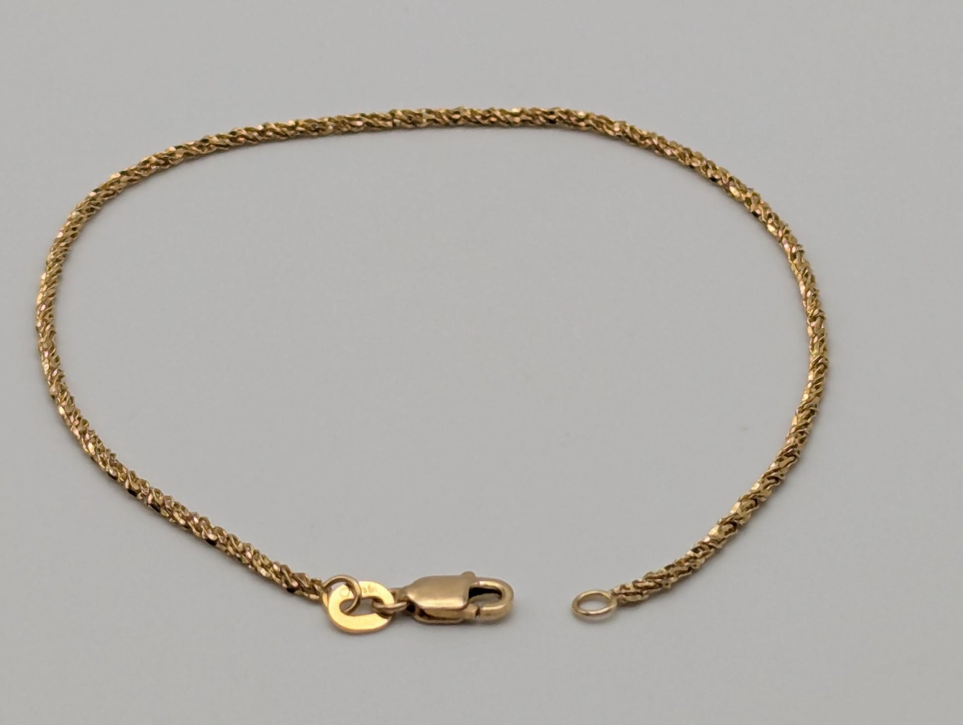 14k ITALY Gold 1.3 mm Twisted Chain Bracelet 7" Solid Gold Bracelet