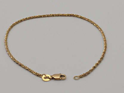 14k ITALY Gold 1.3 mm Twisted Chain Bracelet 7" Solid Gold Bracelet