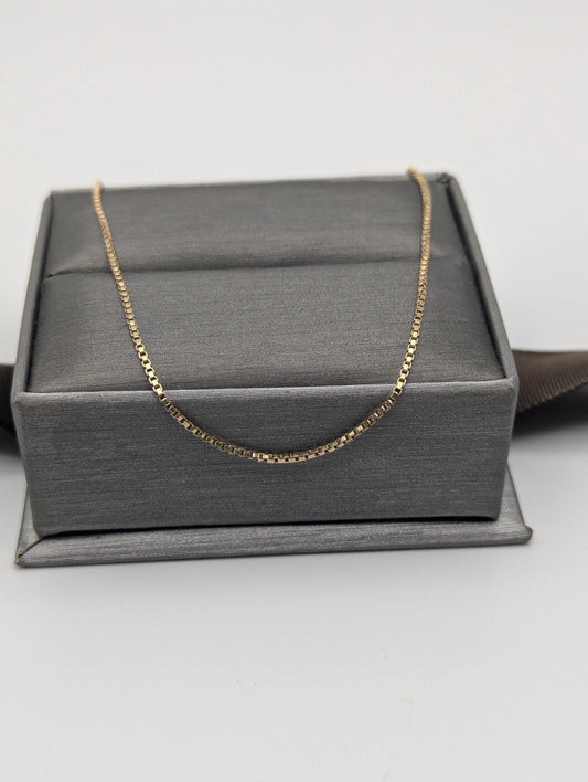 14k Yellow Gold Israel Specialty Chain Necklace 25.5" Solid Gold Box Chain