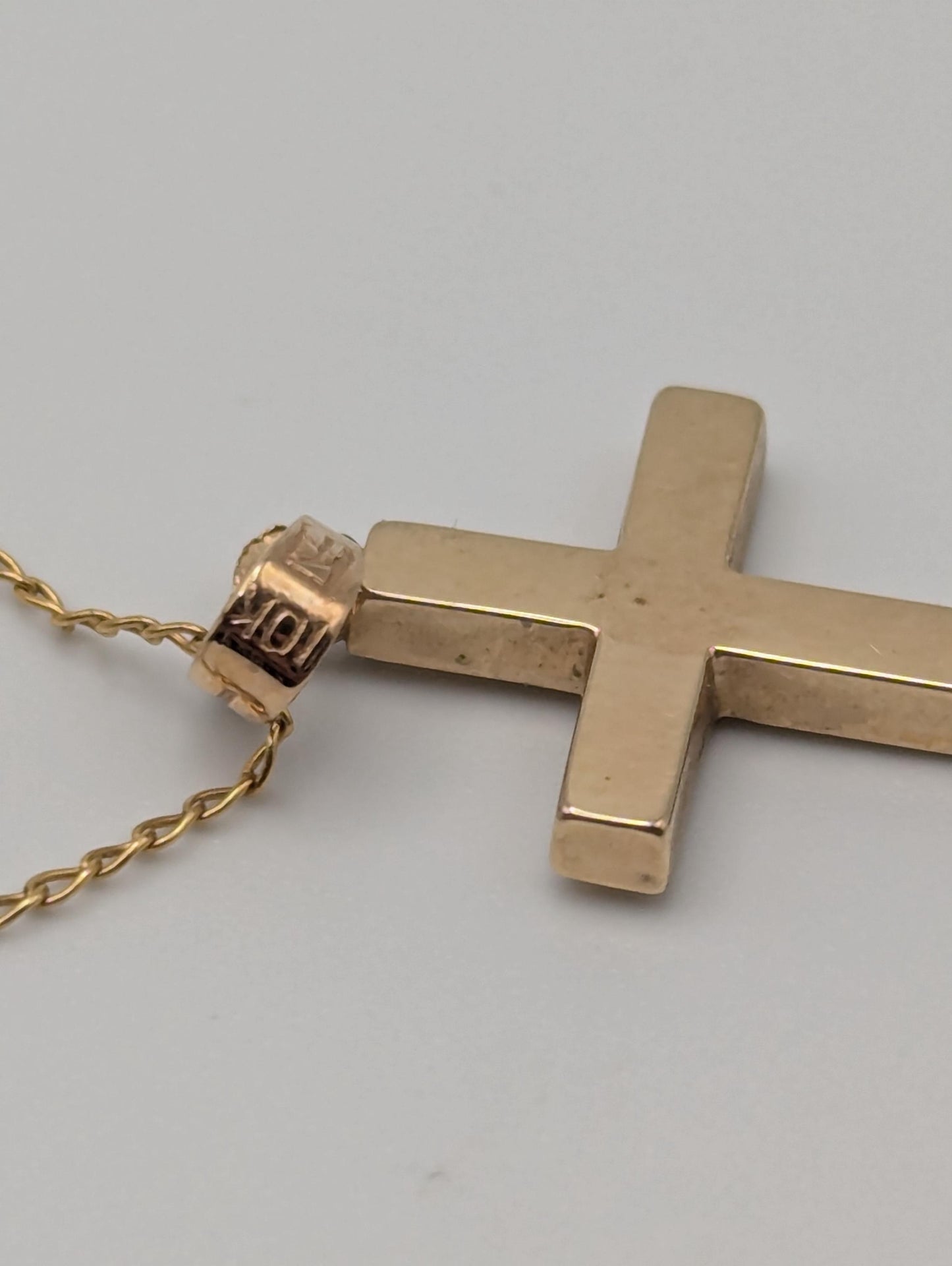 Israel 10k Yellow Gold Cross Pendant Necklace 15 " Crucifix Necklace