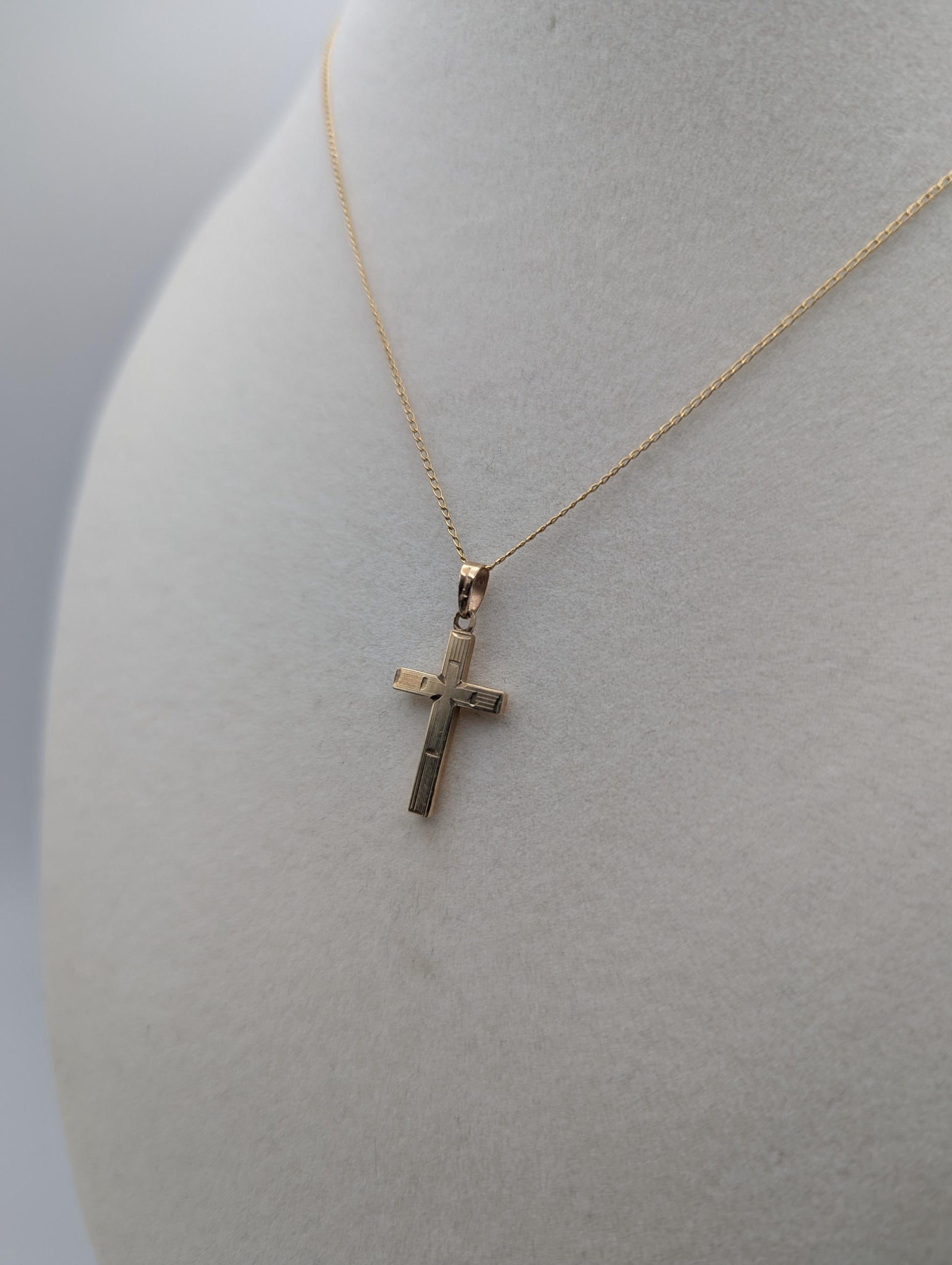 Israel 10k Yellow Gold Cross Pendant Necklace 15 " Crucifix Necklace