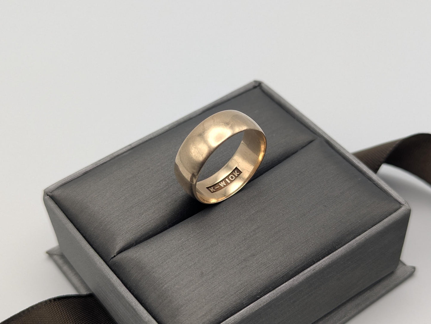 Antique 10k Gold Plain Comfort Fit 7mm Wedding Cigar Wide Band Ring Anniversary