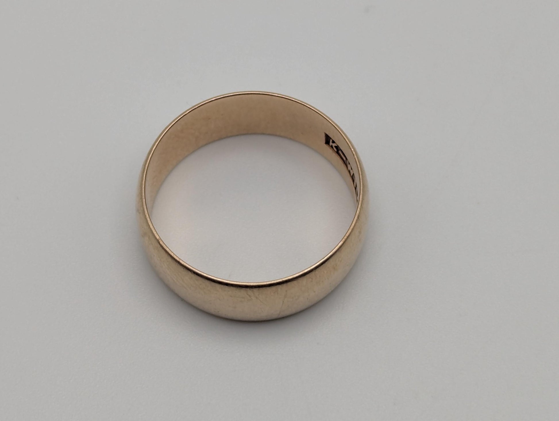 Antique 10k Gold Plain Comfort Fit 7mm Wedding Cigar Wide Band Ring Anniversary