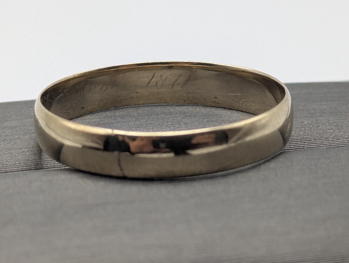 14k Antique 1871 Plain Comfort Fit 4mm Wedding Cigar Wide Band Ring Anniversary