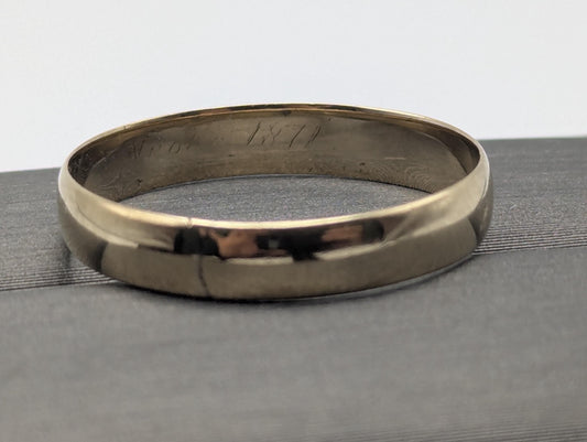 14k Antique 1871 Plain Comfort Fit 4mm Wedding Cigar Wide Band Ring Anniversary