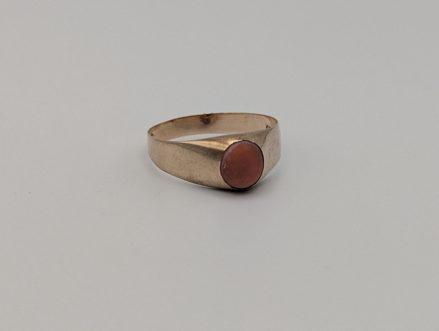 14k Yellow Gold Pink Coral Ring Cocktail Ring Statement Ring