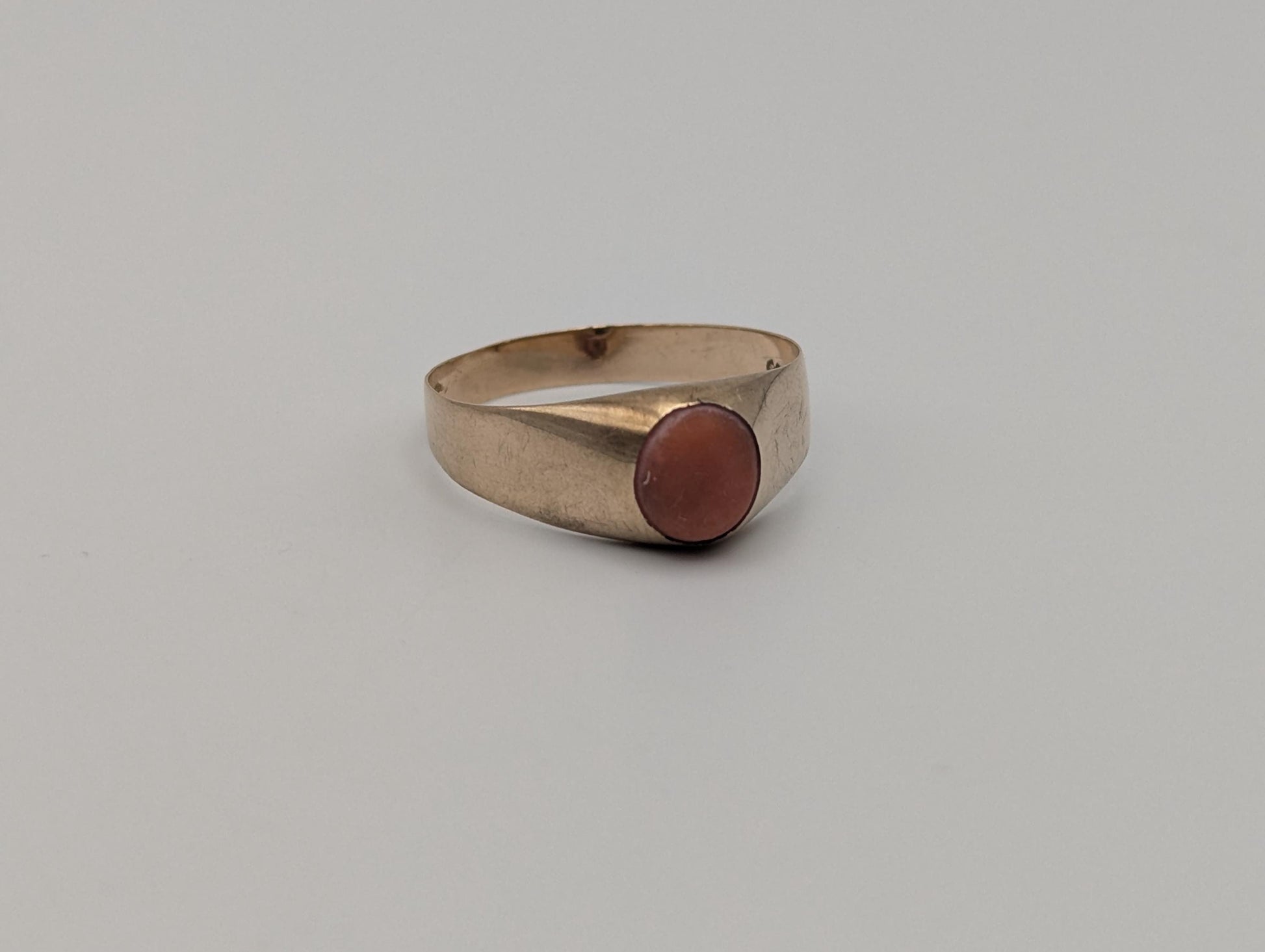14k Yellow Gold Pink Coral Ring Cocktail Ring Statement Ring