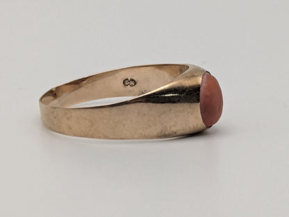 14k Yellow Gold Pink Coral Ring Cocktail Ring Statement Ring