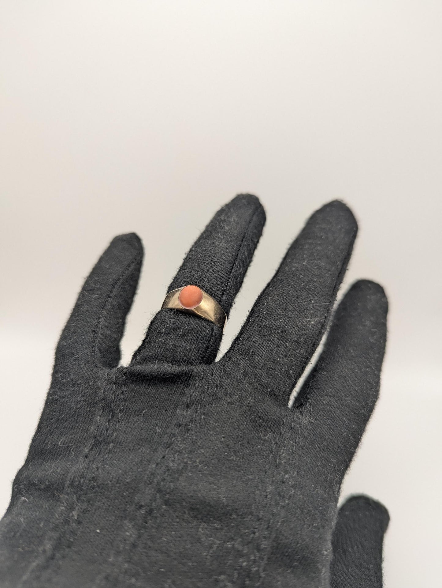 14k Yellow Gold Pink Coral Ring Cocktail Ring Statement Ring