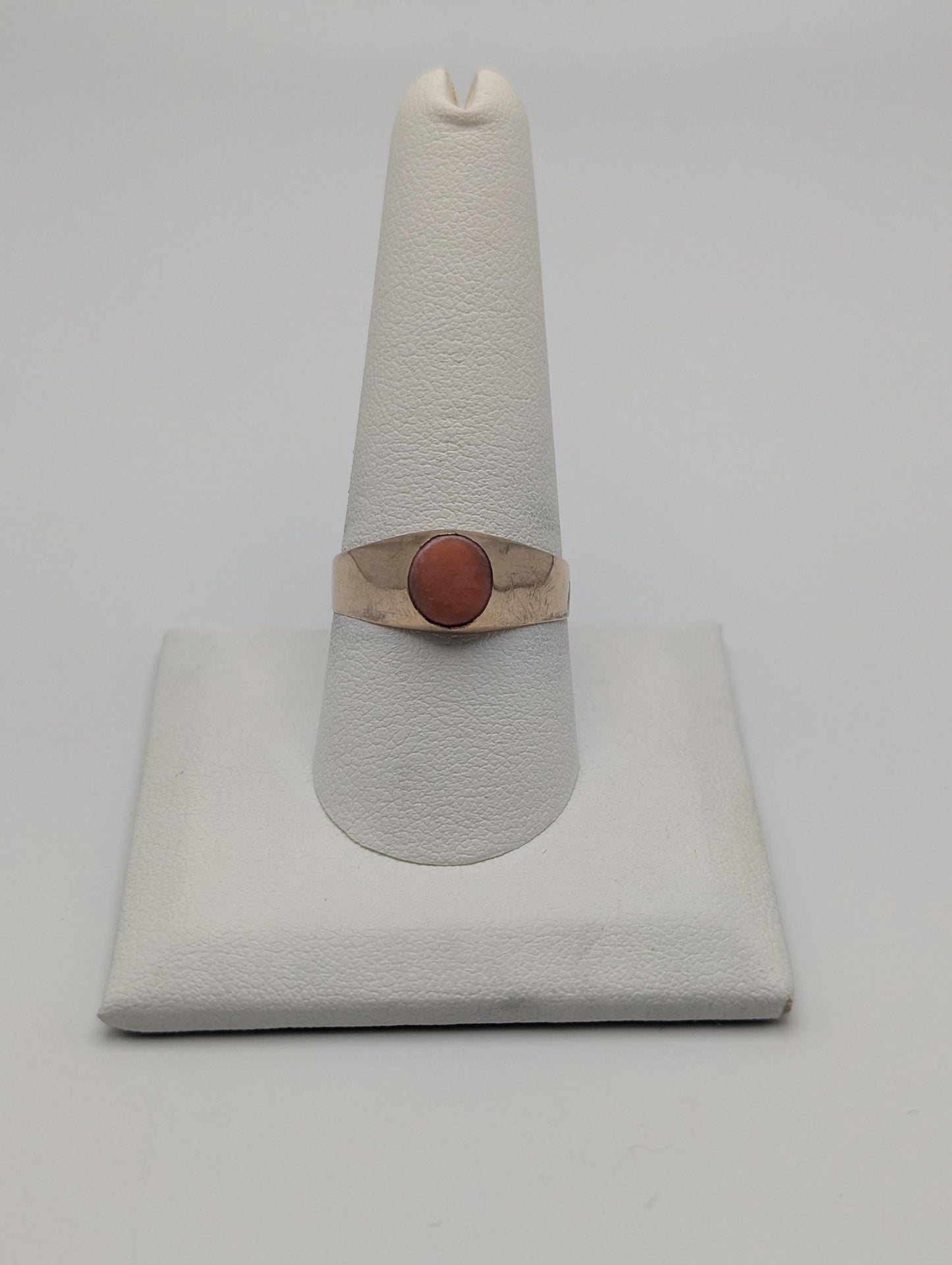 14k Yellow Gold Pink Coral Ring Cocktail Ring Statement Ring