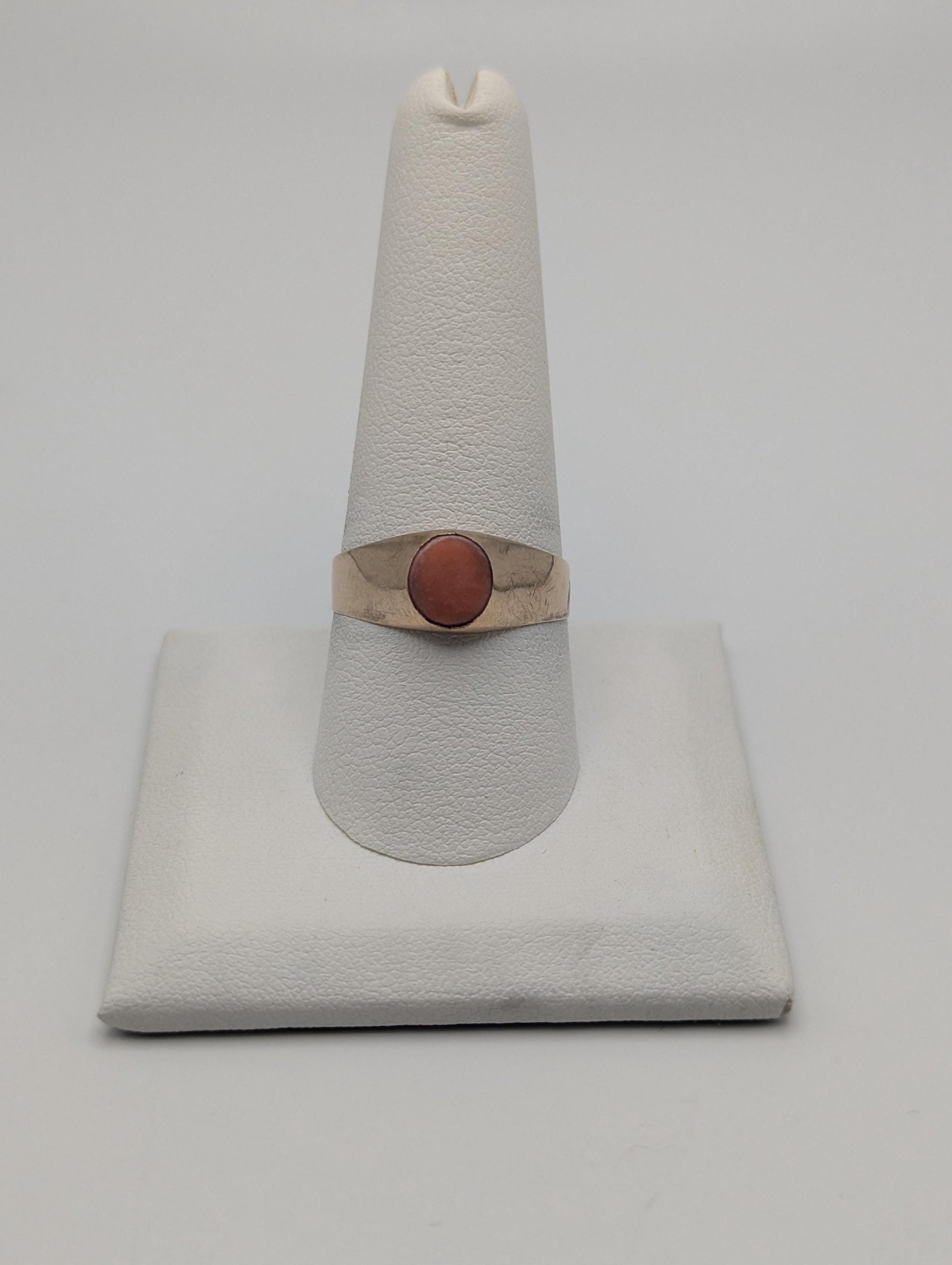 14k Yellow Gold Pink Coral Ring Cocktail Ring Statement Ring