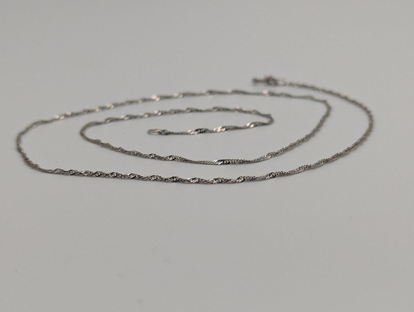14k White Gold 1.1mm Twisted Chain Classic White Gold Chain 18" Necklace