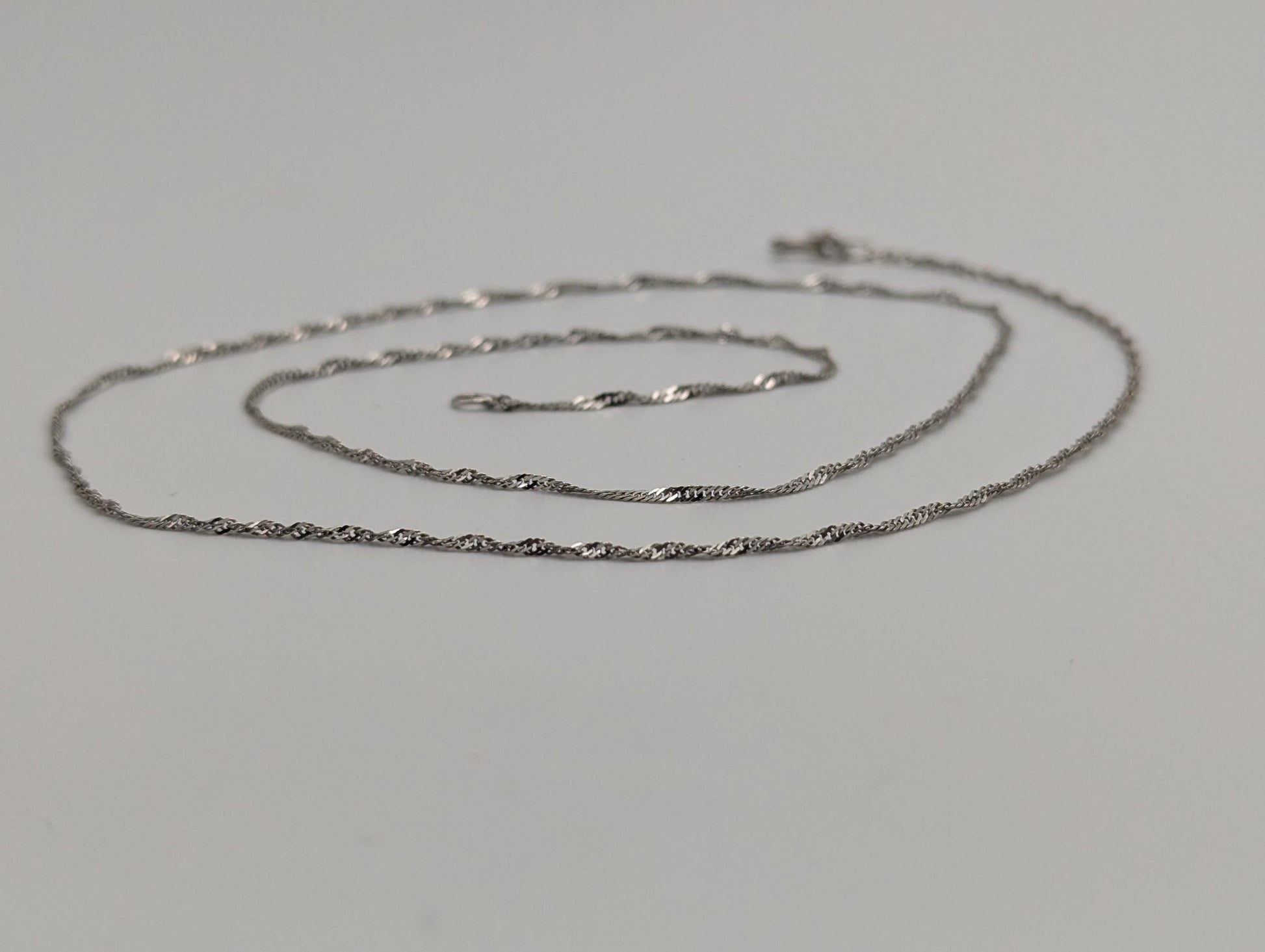 14k White Gold 1.1mm Twisted Chain Classic White Gold Chain 18" Necklace