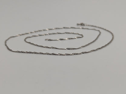 14k White Gold 1.1mm Twisted Chain Classic White Gold Chain 18" Necklace