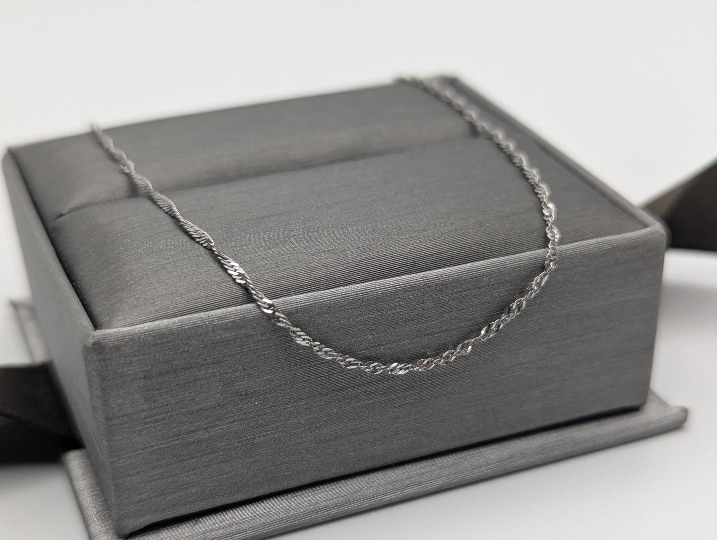 14k White Gold 1.1mm Twisted Chain Classic White Gold Chain 18" Necklace