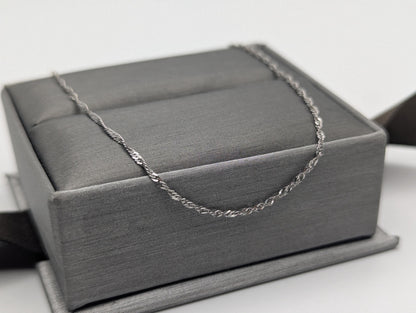 14k White Gold 1.1mm Twisted Chain Classic White Gold Chain 18" Necklace