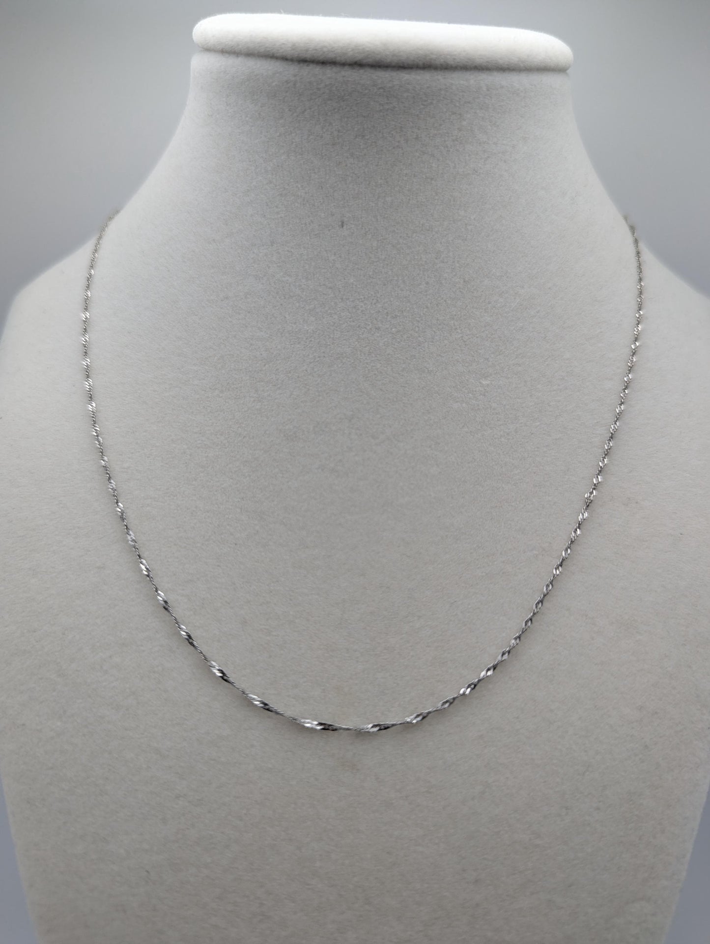 14k White Gold 1.1mm Twisted Chain Classic White Gold Chain 18" Necklace