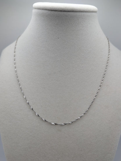 14k White Gold 1.1mm Twisted Chain Classic White Gold Chain 18" Necklace