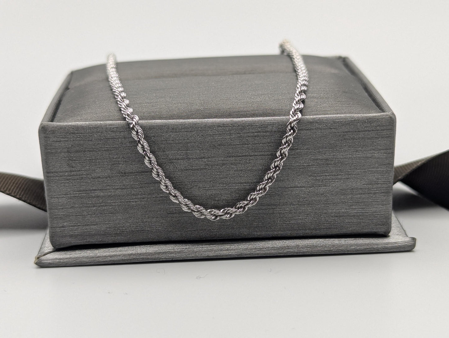 14k White Gold 1.9mm Twisted Rope 7" Bracelet Chain Classic Gold Rope Chain