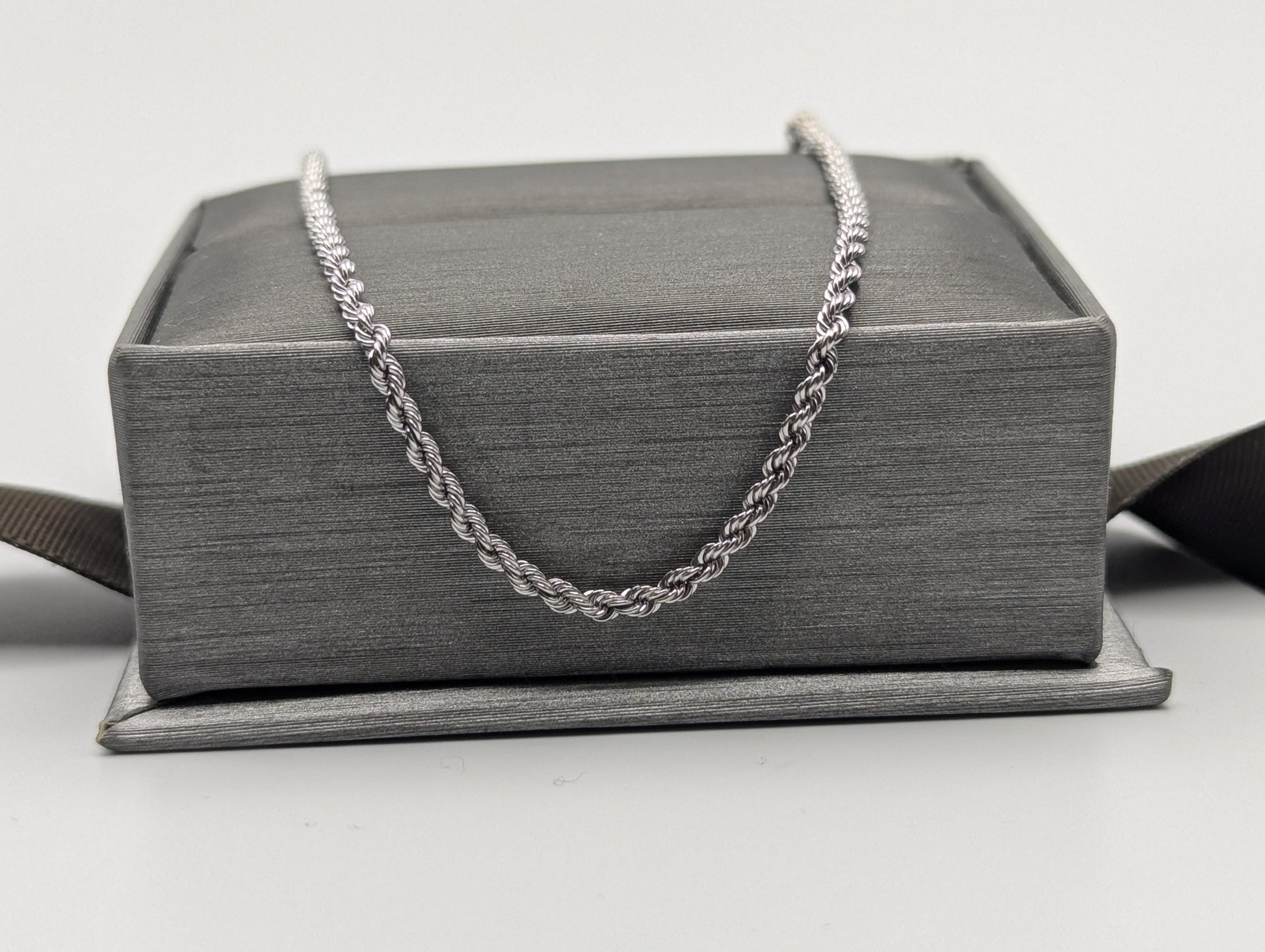 14k White Gold 1.9mm Twisted Rope 7" Bracelet Chain Classic Gold Rope Chain