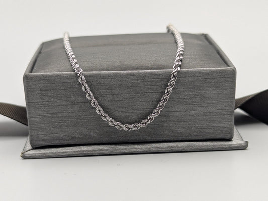 14k White Gold 1.9mm Twisted Rope 7" Bracelet Chain Classic Gold Rope Chain