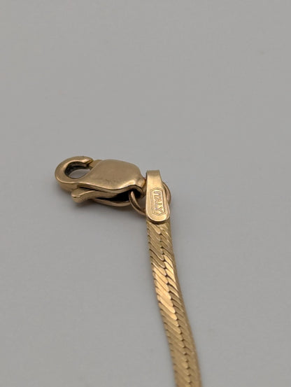14k Yellow Gold Herringbone Bracelet. Solid Gold Bracelet chain 7.5"