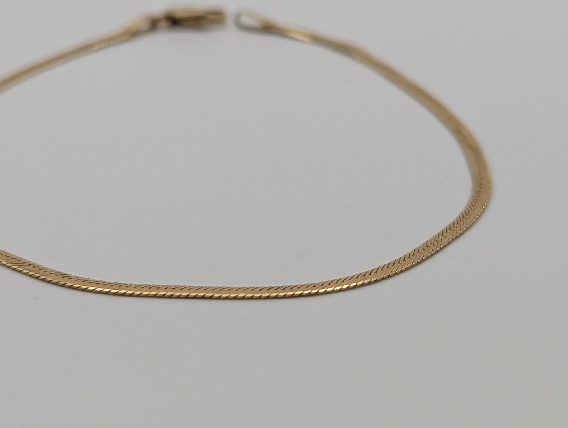 14k Yellow Gold Herringbone Bracelet. Solid Gold Bracelet chain 7.5"