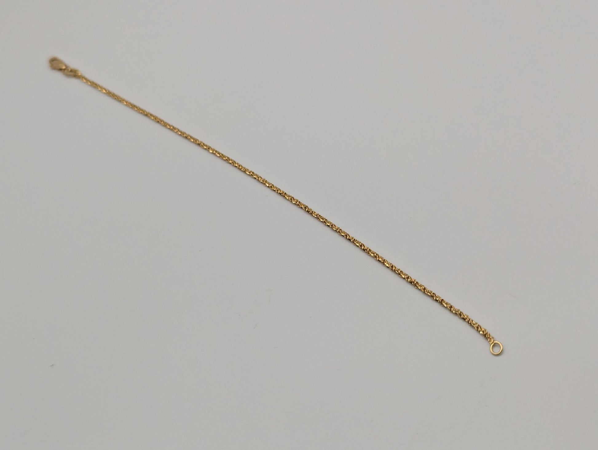 14k ITALY Gold 1.3 mm Twisted Chain Bracelet 7" Solid Gold Bracelet