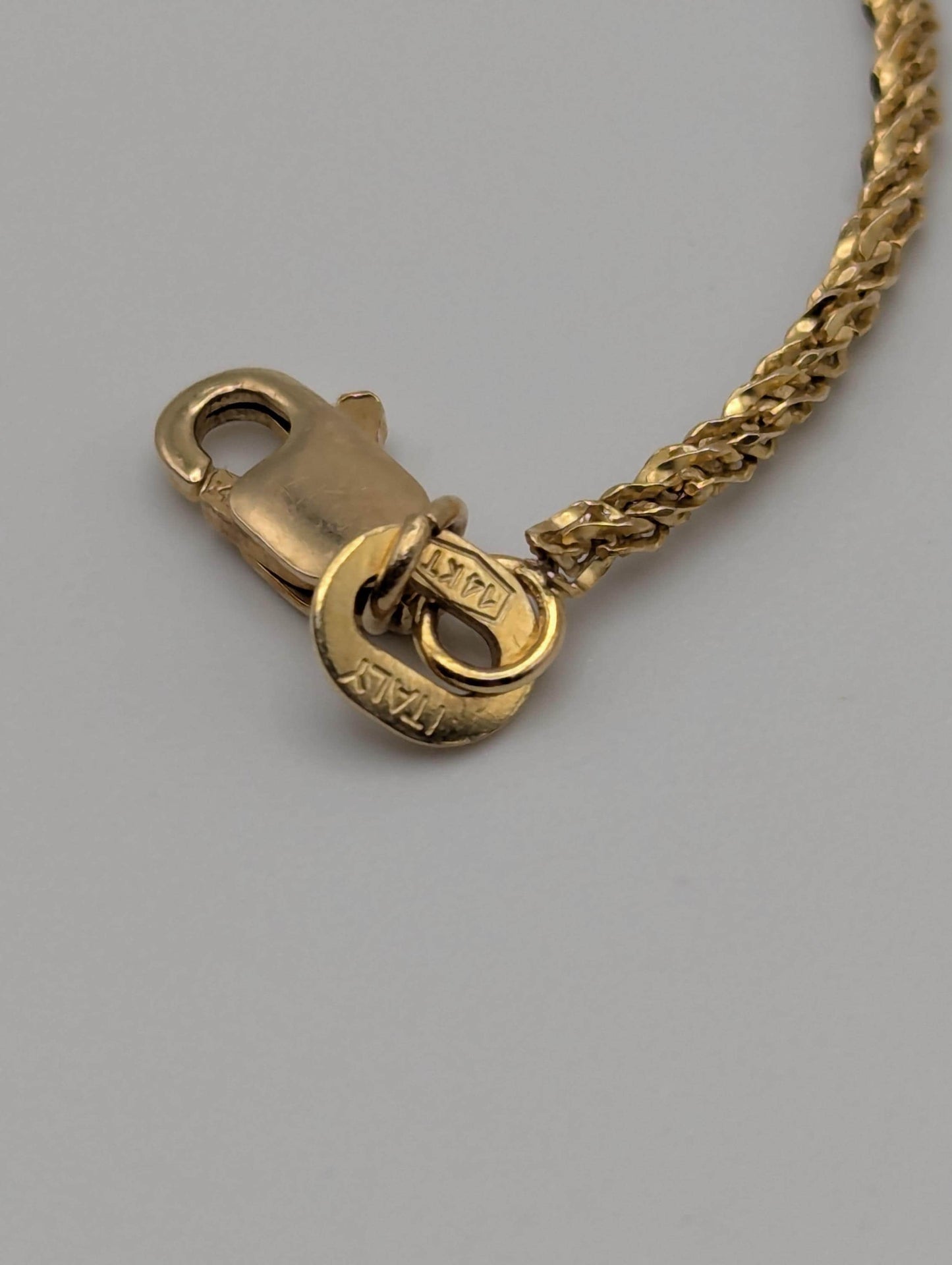 14k ITALY Gold 1.3 mm Twisted Chain Bracelet 7" Solid Gold Bracelet