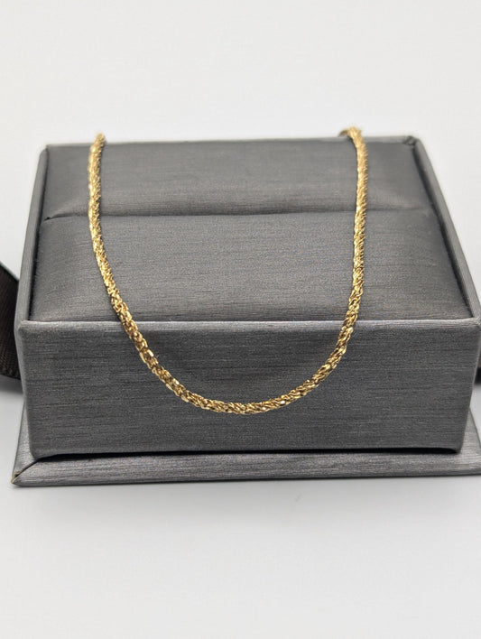 14k ITALY Gold 1.3 mm Twisted Chain Bracelet 7" Solid Gold Bracelet