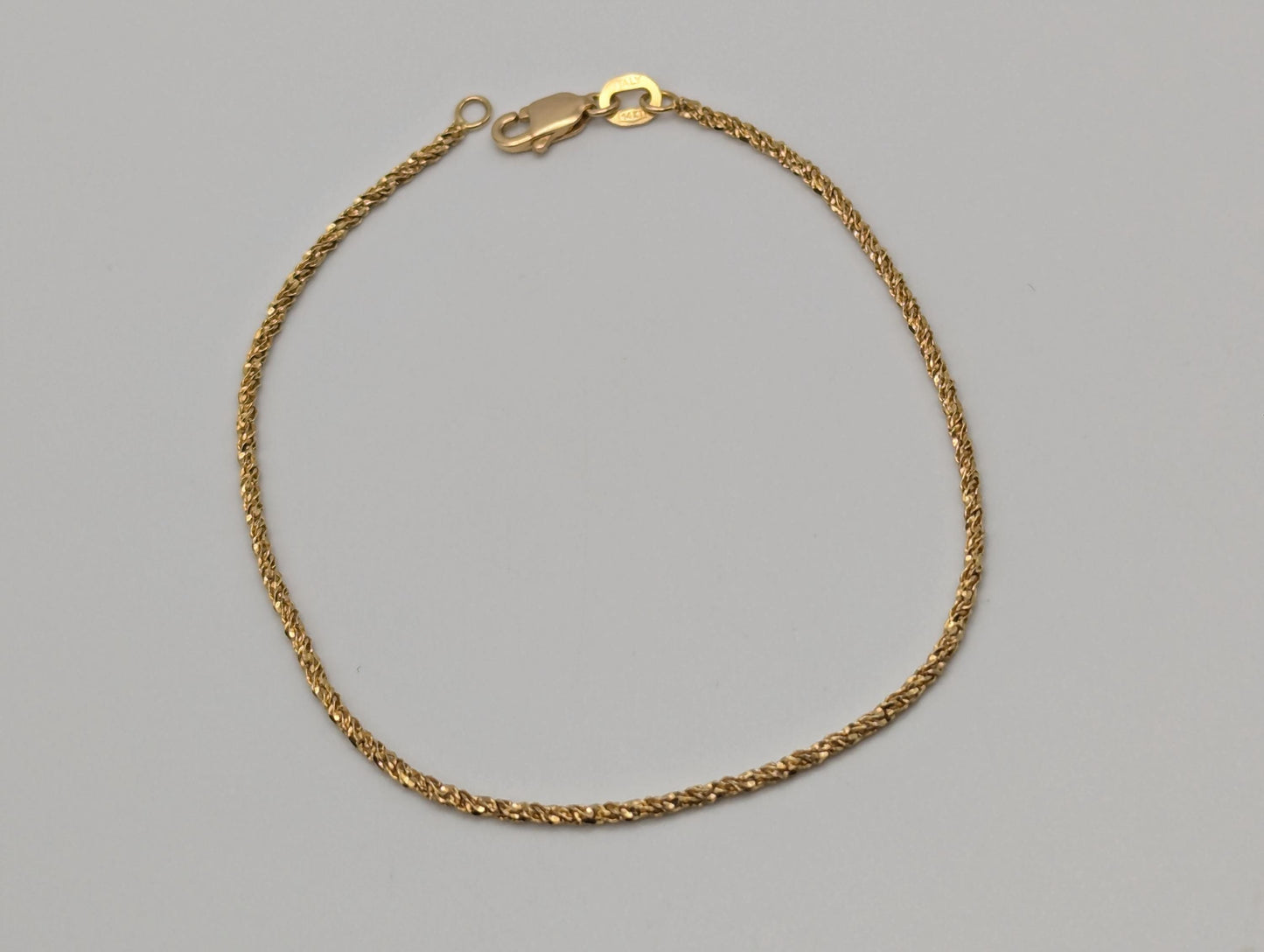 14k ITALY Gold 1.3 mm Twisted Chain Bracelet 7" Solid Gold Bracelet