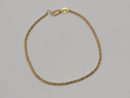 14k ITALY Gold 1.3 mm Twisted Chain Bracelet 7" Solid Gold Bracelet
